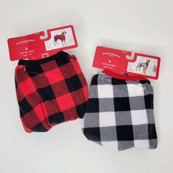 Wondershop Other - Dog Christmas Pajama Bundle #1 sz Medium Buffalo Check Red Plaid White Black